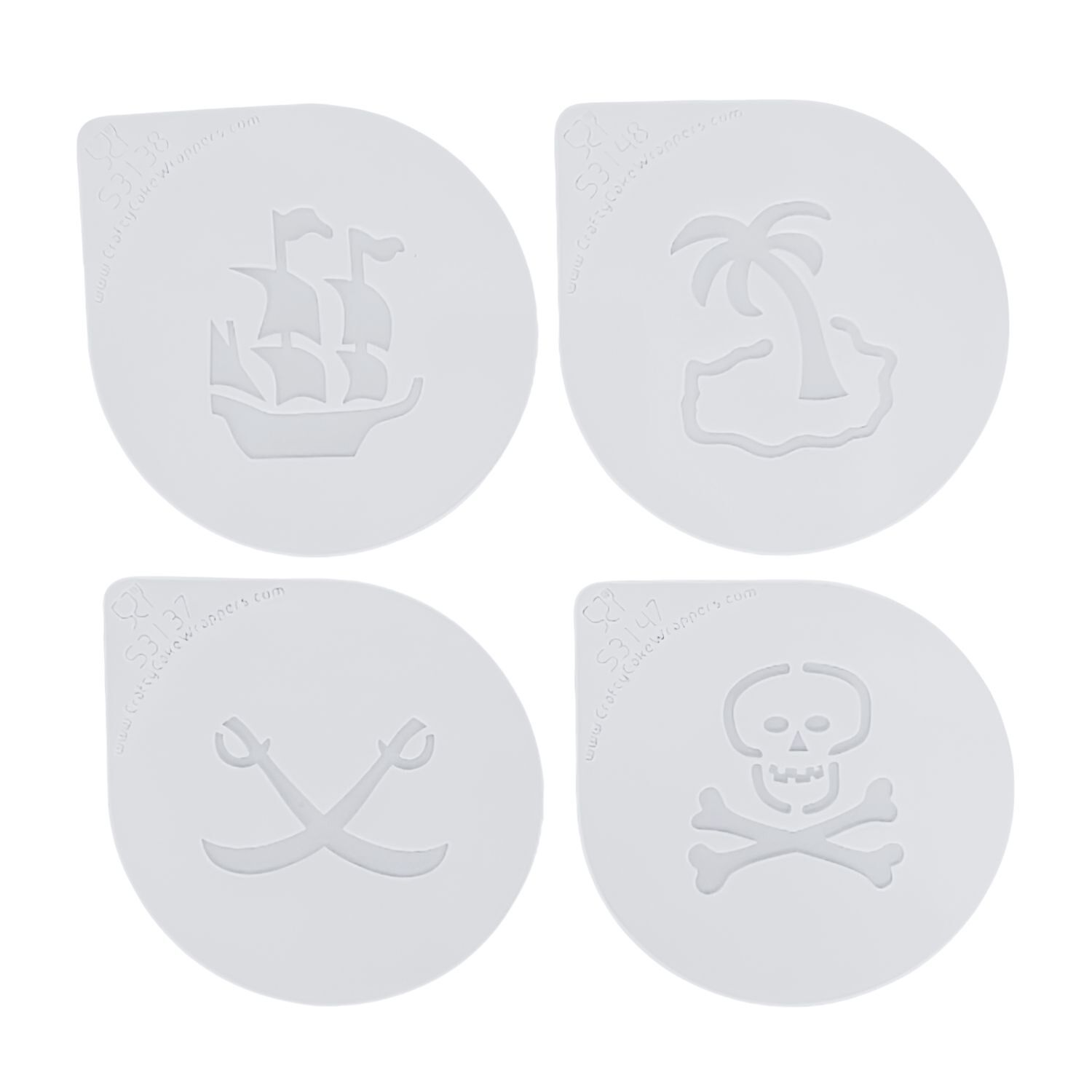 SET 4 STENCILS PLANTILLAS PARA DECORAR - PIRATAS