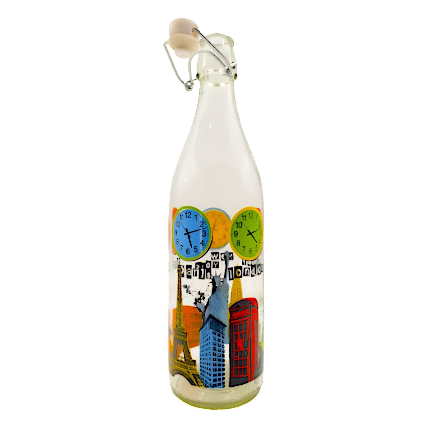 BOTELLA DE CRISTAL - RELOJES DEL MUNDO (1 L)