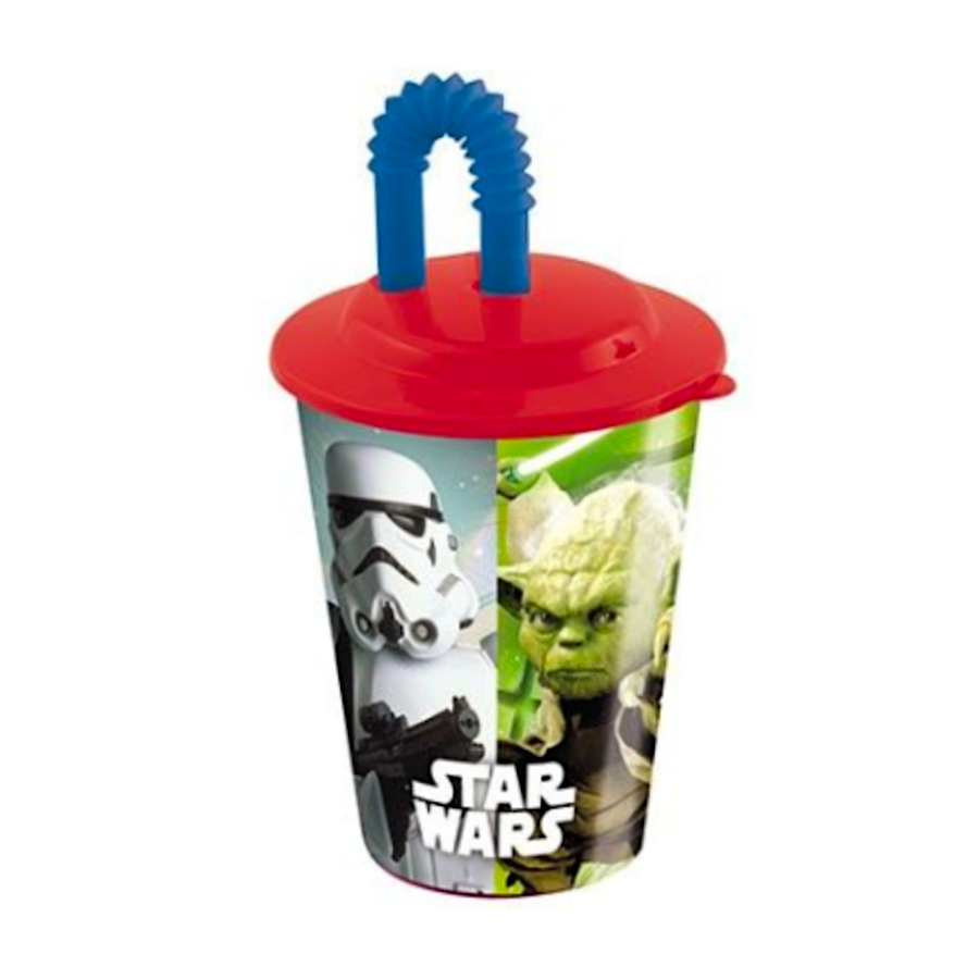 VASO + CAÑA Y TAPA "STAR WARS" 430 ML