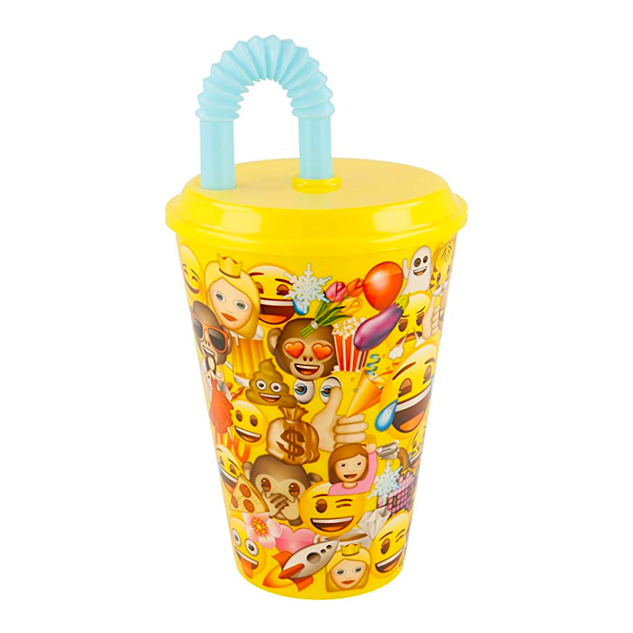 VASO + CAÑA Y TAPA "EMOJI" 430 ML