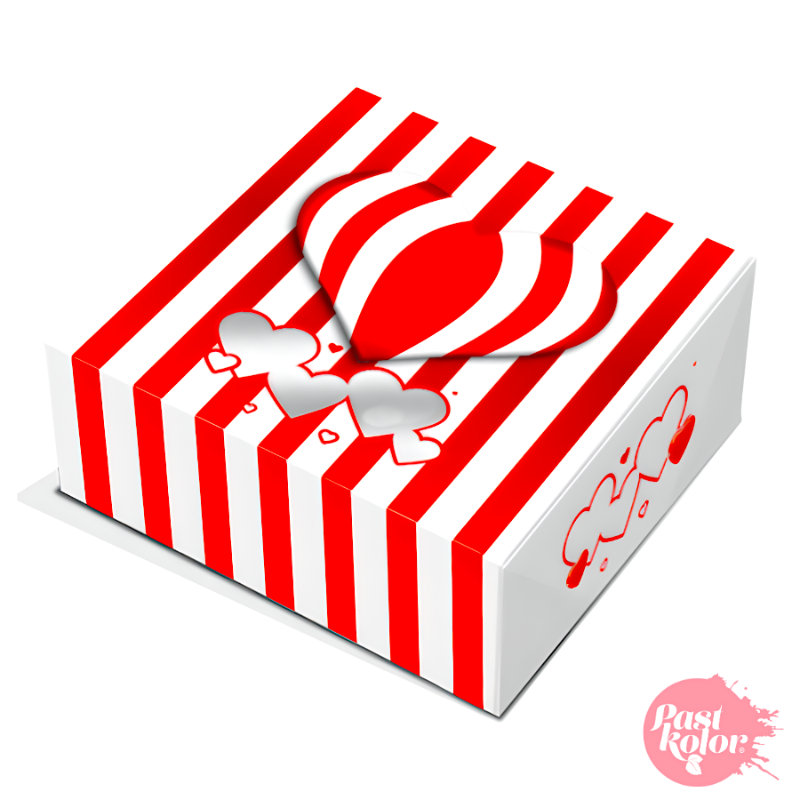 CAJA PARA GALLETAS CORAZONES Y RAYAS - PEQUEÑA
