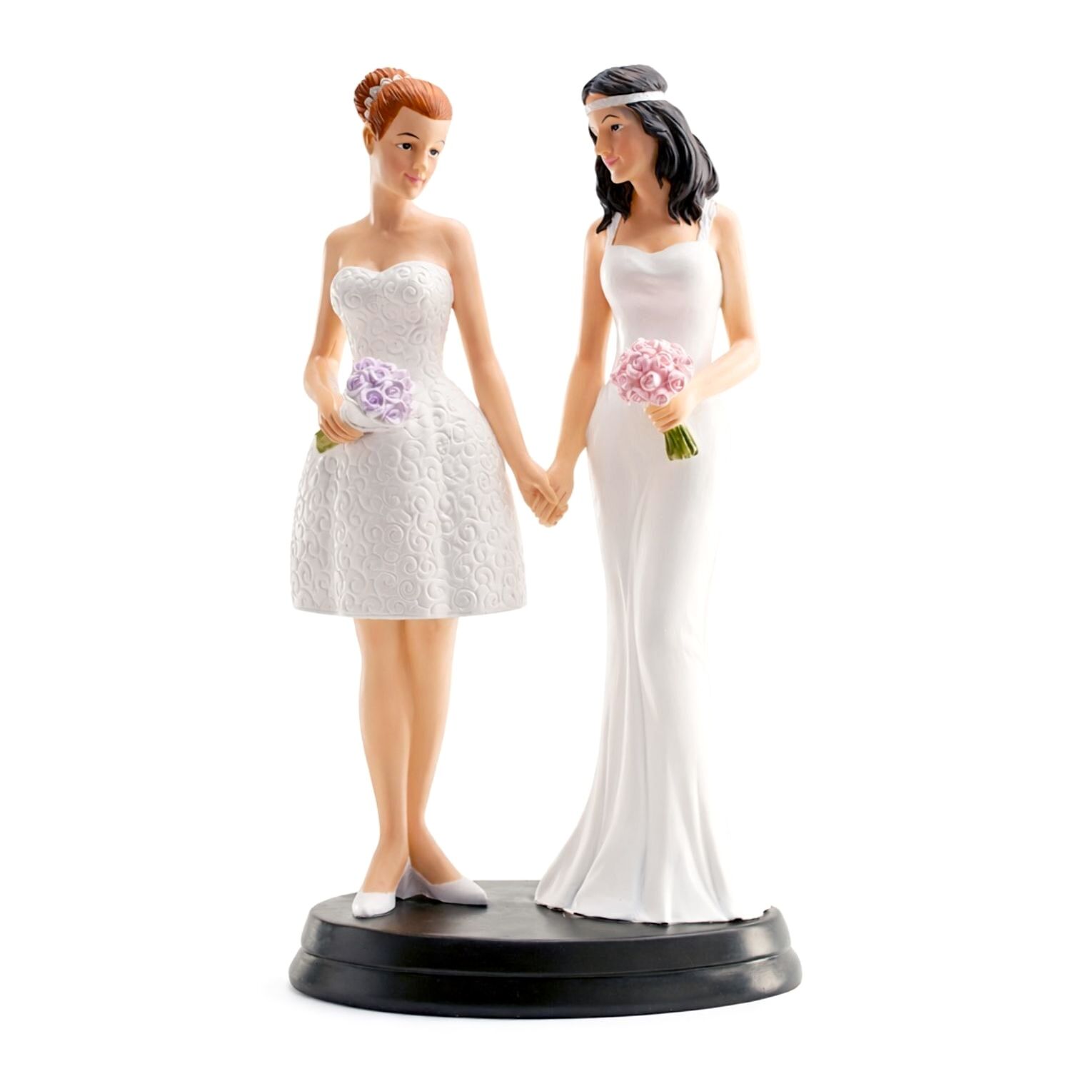FIGURA PARA TARTA DE BODA PAREJA DE NOVIAS COGIDAS DE LA MANO