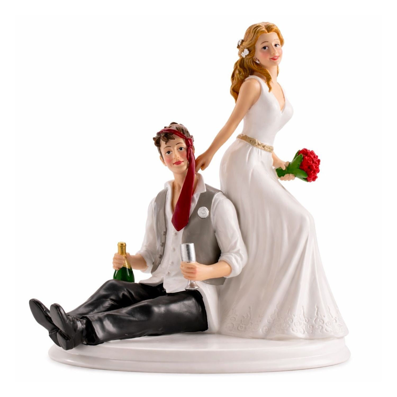 FIGURA PARA TARTA DE BODA NOVIOS CON CHAMPAGNE