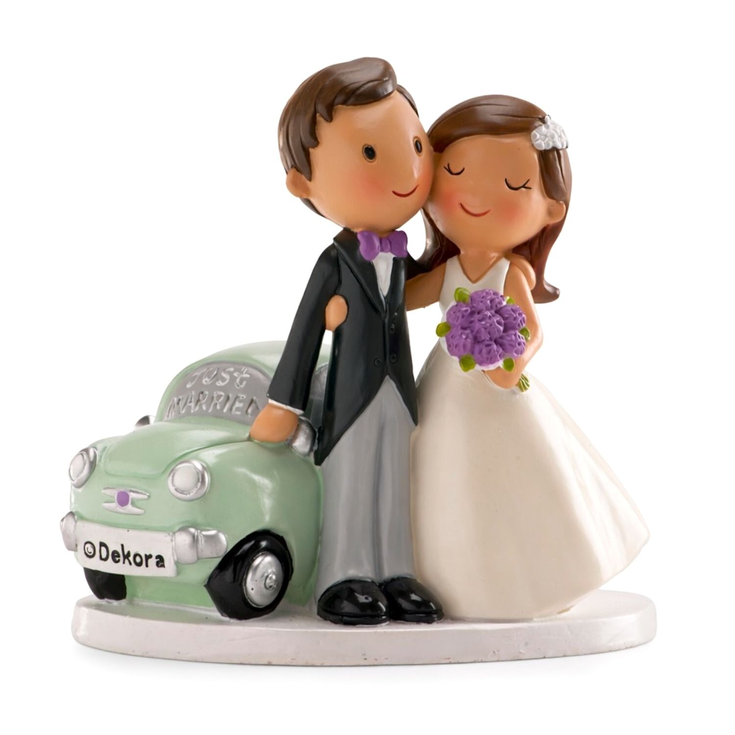 FIGURA PARA TARTA DE BODA PAREJA CON COCHE "JUST MARRIED"