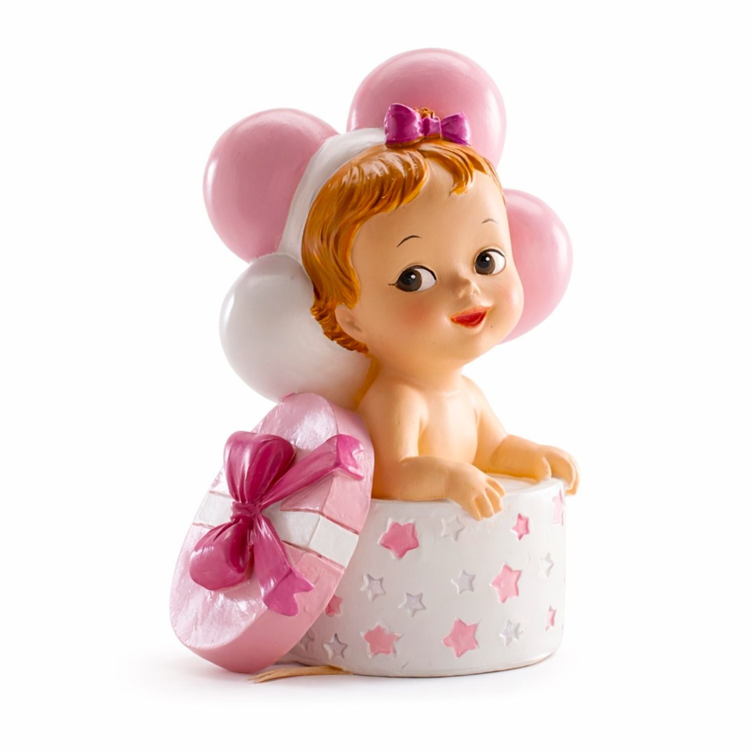 FIGURA PARA TARTA BEBE NIÑA CON GLOBOS