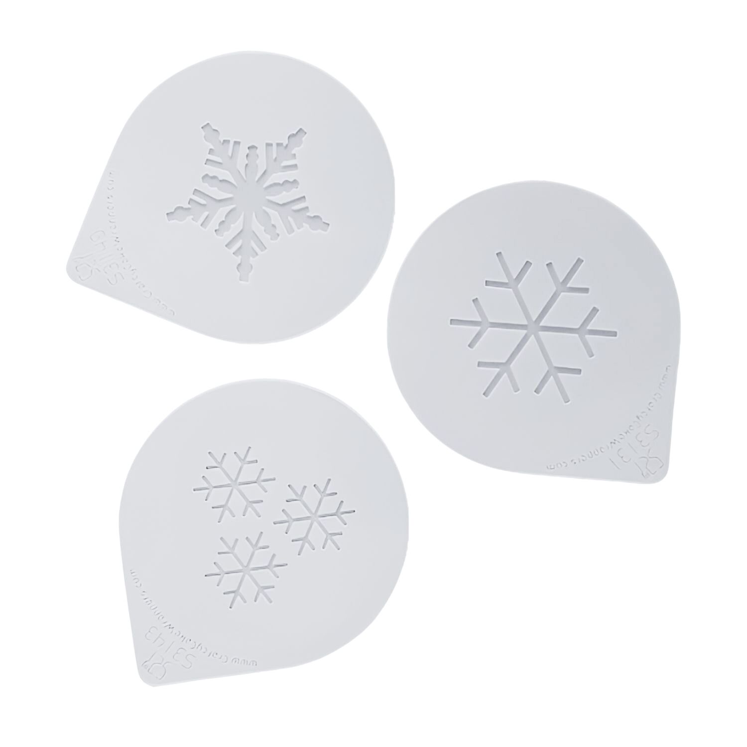 SET 3 STENCILS PLANTILLAS PARA DECORAR - COPOS DE NIEVE